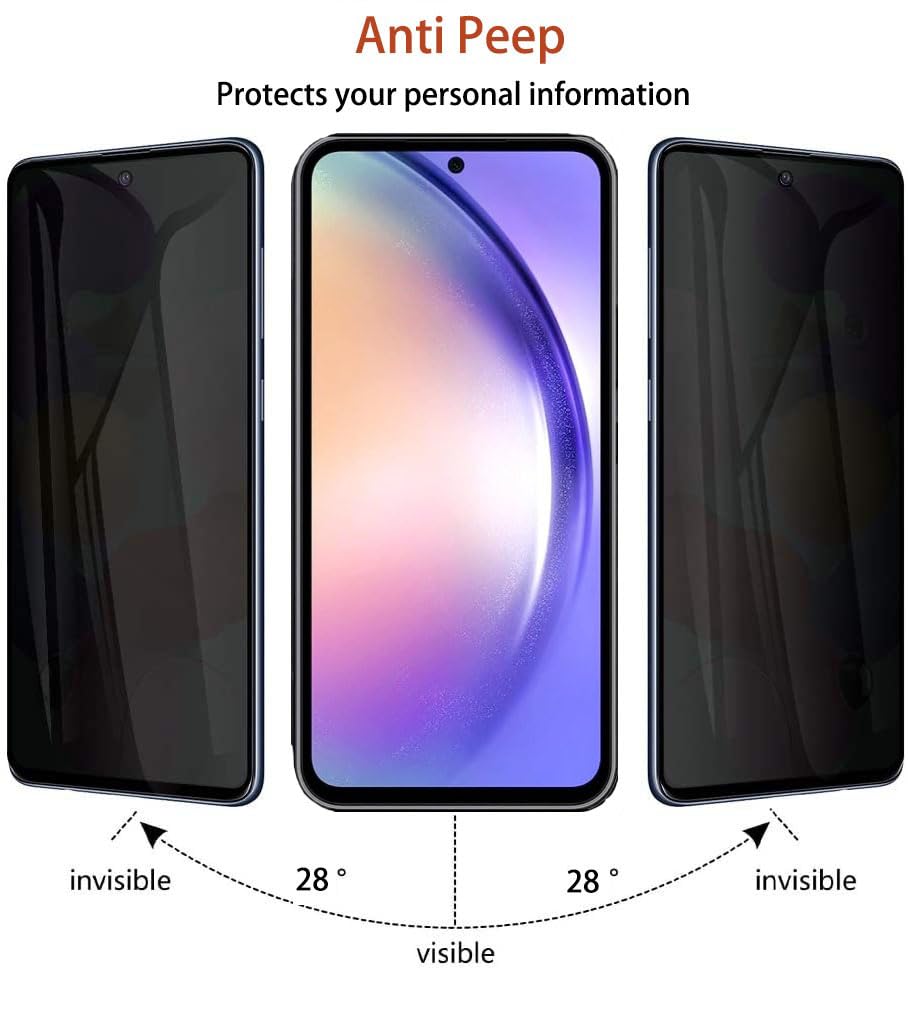 [2 sztuki do Samsung Galaxy A15 5G ochrona ekranu, szkło hartowane antyszpiegowskie, czarna, nietłukąca się folia ochronna do Galaxy A15 16.5 cm, bez pęcherzyków powietrza, odporne na