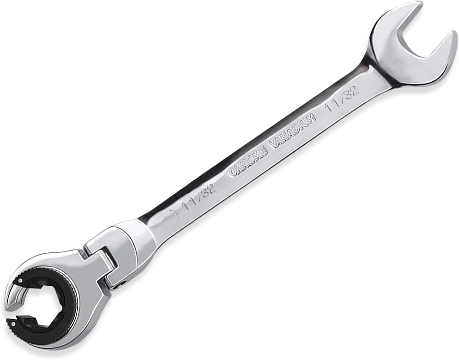 LOSCHEN】1PCS 11/32 Open FlexHead Ratcheting Wrench, SAE Ratcheting