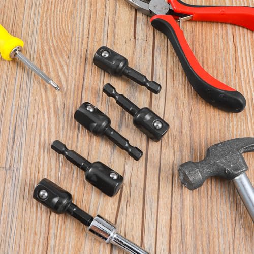 Image of 1 /2 Impact Adapter 5Pcs Square Socket Bit Adapter Black Drill Socket Adapter Impact Socket Adapter Set For Impact Driver Automotive Diy Extension Socket Driver Bits Manual Impact Driver(1 /2x50mm)