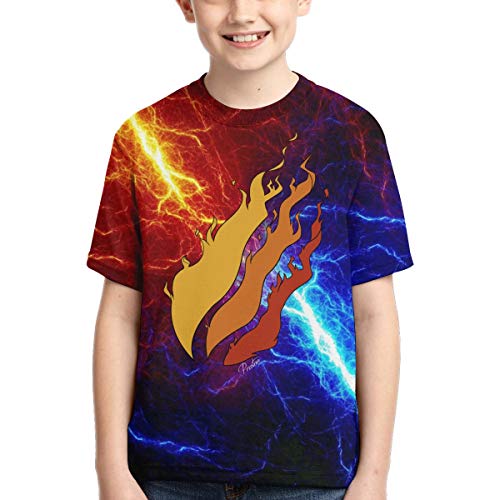 Zebing Kids Boys Girls Preston Playz Fire Nation T-Shirt Boys Cotton Crewneck Tee Shirts, Color B, X-Large