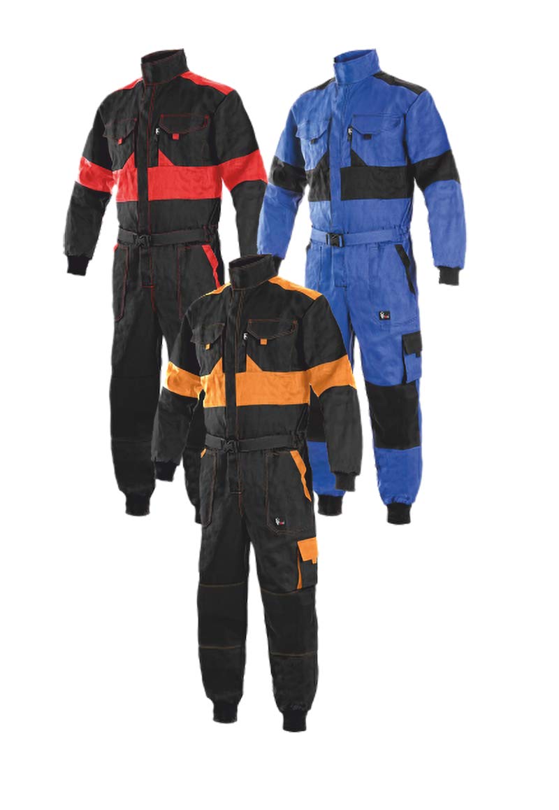 LUXY Canis CXS Robert Combinaison de travail pour homme avec fermeture éclair Combinaison une pièce pour peintre en coton Jardinier Rallye Combiné Mécanicien Poches Vêtements de protection Noir avec