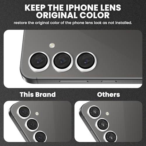 Image of FIRST MART Silver Camera Ring Guard Protector for Samsung Galaxy S24 FE | Tempered Glass with Metal Alloy Rings, HD Clear, Scratch Resistant, Case-Friendly | Pack of 1