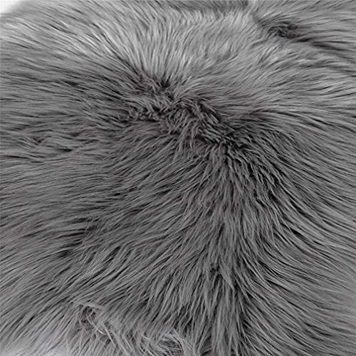 KAIHONG Faux Fur Sheepskin Style Rug (60 x 90 cm) Faux Fleece Chair Cover Seat Pad Soft Fluffy Shaggy Area Rugs For Bedroom Sofa Floor (gray - Image 3
