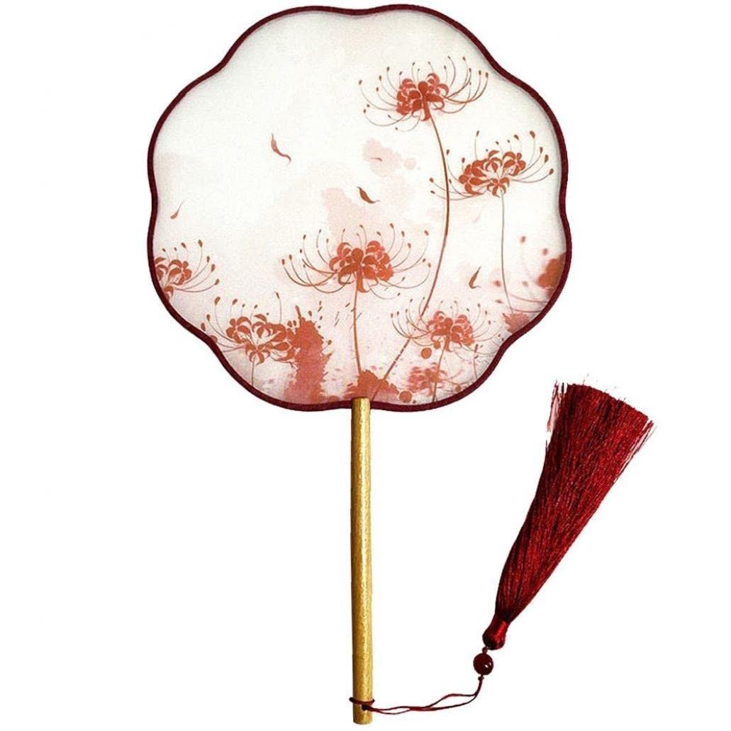 Bopely Women's Manzhu Shahua Round Paddle Hand Fan Chinese Ancient Hand Fan With Tassel Classic Fan For Dancing Hanfu Costume Accessories