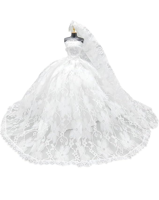 EOWVISN 1 Doll Wedding Dress And 1 Pair Of Shoes, Doll Wear Supplies, Exquisite Toys And Costumes, Role-Playing Accessories