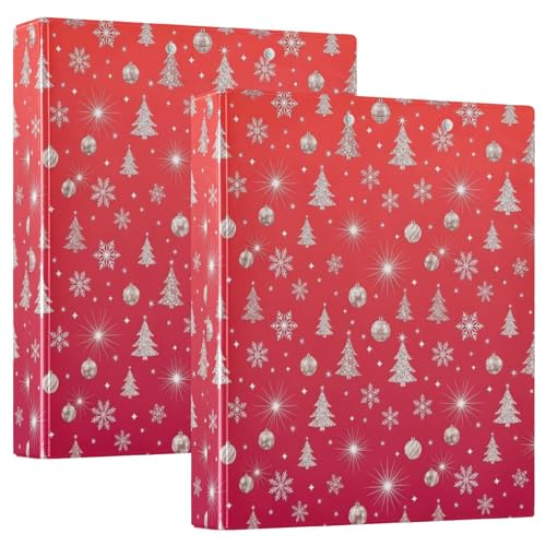Carpeta blanca de 3 anillos de árboles de Navidad, carpeta flexible con anillos en D con bolsillos, carpetas de 3 anillos para escuela, universidad, oficina (tamaño único 1)