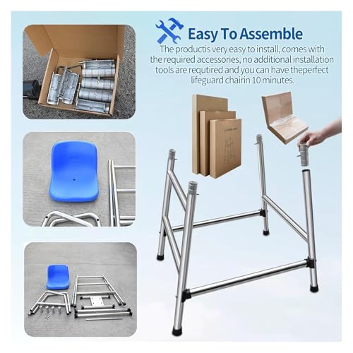 Silla alta para salvavidas de piscina en acero inoxidable miniatura 7