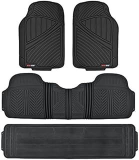 Motor Trend 3-Row Heavy Duty Rubber Floor Mats & Liners for Car SUV Van, Front 2nd & 3rd Row Durable Polymerized Latex Full Interior Protection, Extra-High Ridgeline Design, Black