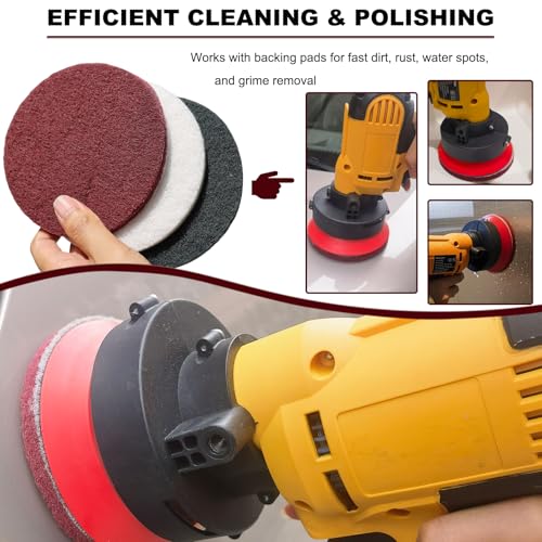 Image of 15 Pack 5 Inch Hoop and Loop Multipurpose Scrubber Scouring Pads - Flocking Scuff Pads, Conditioning Discs Polishing Pads for Furniture Automotive Cleaning, Rust Removal