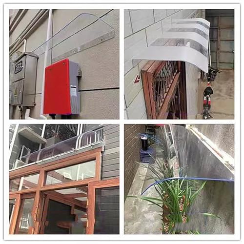 Auvent de porte invisible polycarbonate protection pluie abri silencieux - 8