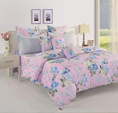 Image of Swayam Pure Cotton Double Bedsheet with 2 Pillow Covers | 160 TC Soft Breathable Bed Sheet | Floral Printed | Size 90 x 100 inch | Comfortable & Durable for Bedroom - Pink