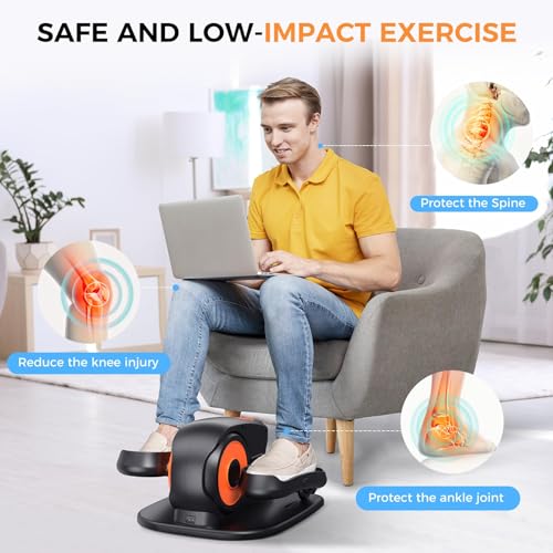 Image of GUGTTR Under Desk Elliptical Machine, 2-in-1 Electric Leg Exerciser for Seniors, Quiet & Compact Pedal Exerciser with Remote, 12 Speed Elliptical Exercise Machine for Home Office