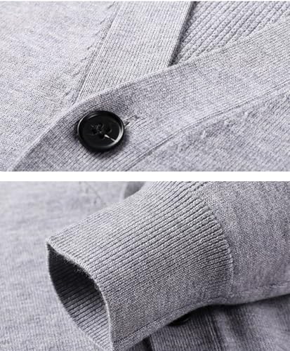 Rivccku Men's 100% Pure Cashmere V-Neck Button Front Long Sleeve Cardigan Sweater4