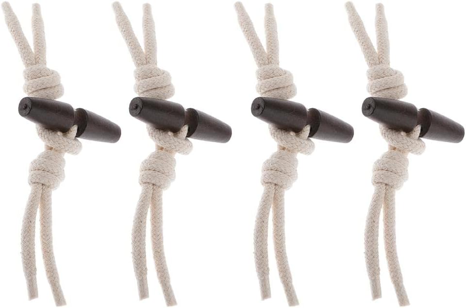4Pcs Wooden Toggle Button with String Clasp for Coats - DIY Sewing Accessory Kit for Decorative Clothing Embellishments - Fashionable Vintage Wood Closure - Coffee image 3