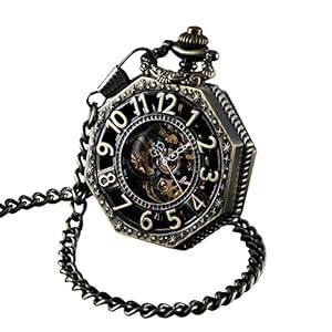 Men’s Pocket Watch with Chain | Hand Winding Vintage Pocket Watch | Classic Mechanical Movement Pocketwatch | 1920s Railroad Steampunk Costume Accessory
