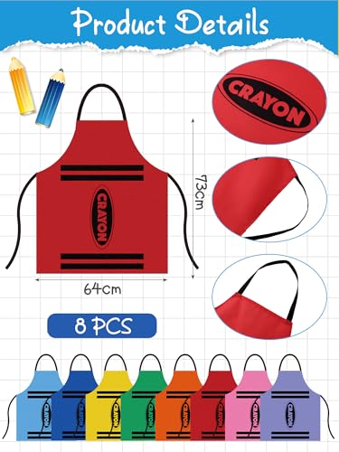 Mepase 8 Set Color Crayon Apron and Funny Gnome Cone Hats for Costume Set for Adults Fancy Dress Outfit Halloween Cosplay2
