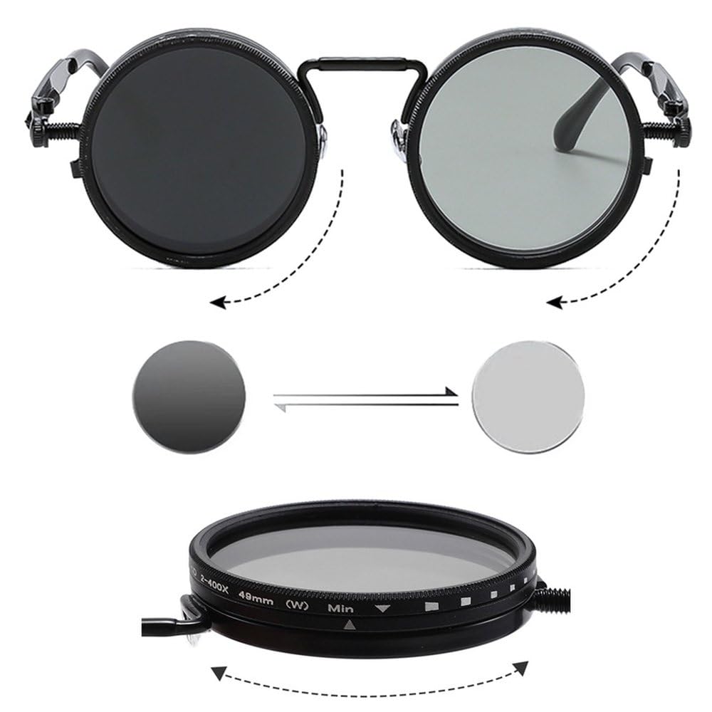 Retro-Sonnenbrille im Punk-Stil für Herren, Outdoor-Sport, polarisiert, UV400, verstellbar, dimmbar