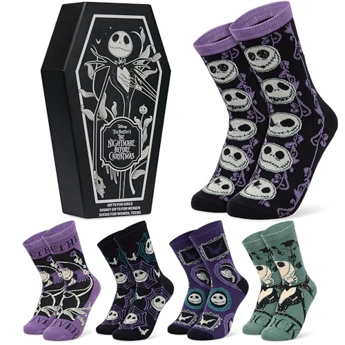 Disney Nightmare Before Christmas Socken Damen 5er Pack Strümpfe Jack Skellington & Sally Geschenke für Frauen & Teens (36/41 EU Multi NBC)