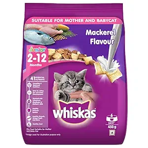 Whiskas Kitten (2-12 Months) Dry Cat Food, Mackerel Flavour, 3 Kg Pack