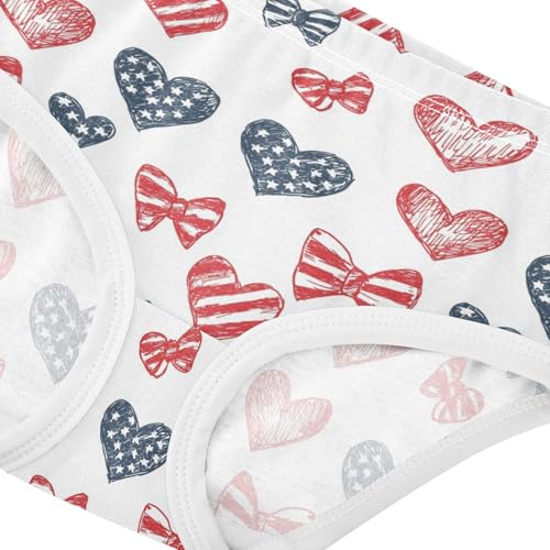 ZZKKO National Flag Bow Heart Girls Underwear Toddler Panties for Girls Comfort Brief Size 2-8T3