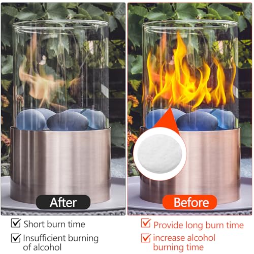 6 Stück Keramikwolle für Bioethanol Tischkamin, Glaswolle Keramik Wolle, Rund Keramikschwamm Keramik Schwamm für Bio Ethanol-kamine Kaminofen Indoor Gel Tischkamin Ceramic Wool Sponges(85x85x20mm)