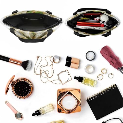 Women Tote Bags with Handles A Plate of Dumplings Shoulder Bag with Zipper Handbags Shopping Bags Travel Bag Beach Bag Reusable Grocery Bag for Swim Holiday Gift4