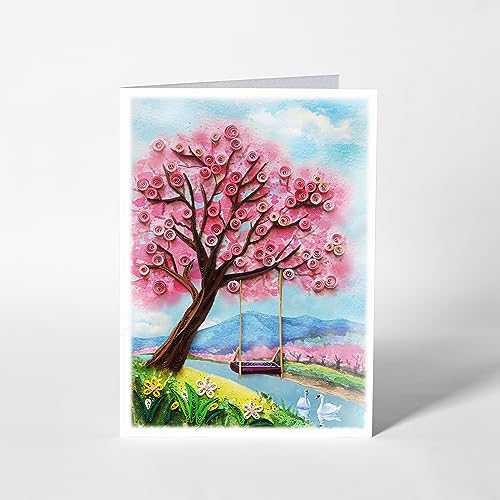 QuillCraft Cartão de felicitações sazonal, cartão de amor de férias de primavera, cartão quilling qu