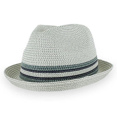 Image of Belfry Men /Women Summer Straw Pork Pie Trilby Fedora Hat in Blue, Tan, Black