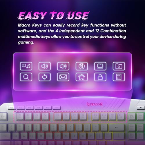 Image of Redragon S101 Wired Gaming Keyboard and Mouse Combo RGB Backlit Gaming Keyboard with Multimedia Keys Wrist Rest and Red Backlit Gaming Mouse 3200 DPI for Windows PC Gamers (White)