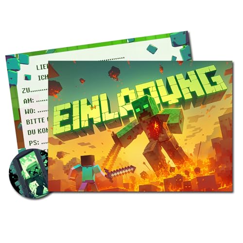 Vielucks 15 x Gaming Einladungskarten - DIN A6 Einladungskarten Kindergeburtstag Junge Mädchen Gamer PARTY Karten Geburtstagseinladungen Thema PartyspielGaming Konsolen Zocker Party deko