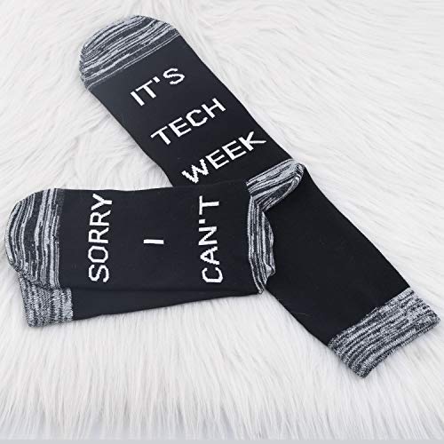JXGZSO 2 Pairs Theatre Socks - Funny Tech Week Socks, Gifts for Sorry I Can't It's Tech Week Fans3