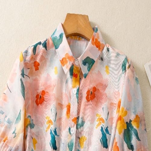 Image of Gufrina Women's Casual Button-Down Shirt with Multicolor Floral Print & Half Sleeves, Collar Neck