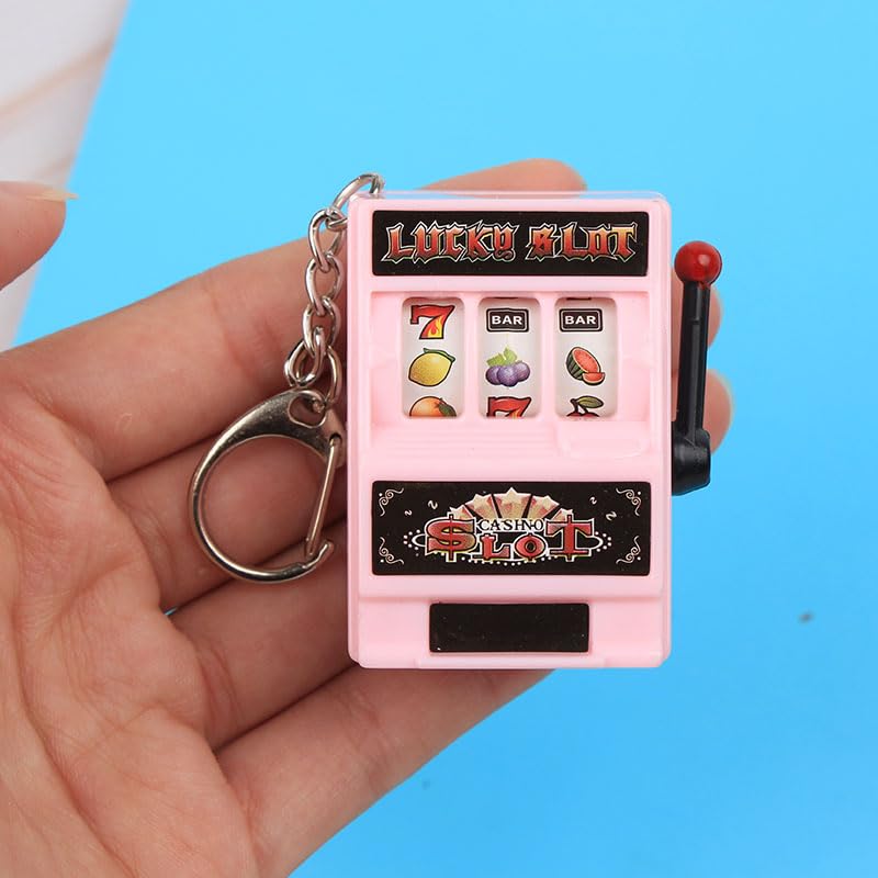 Opexicos 4Pcs Game Machine Keychain Mini Casino Lucky Charm Jackpot Key Chains Pendant Gifts