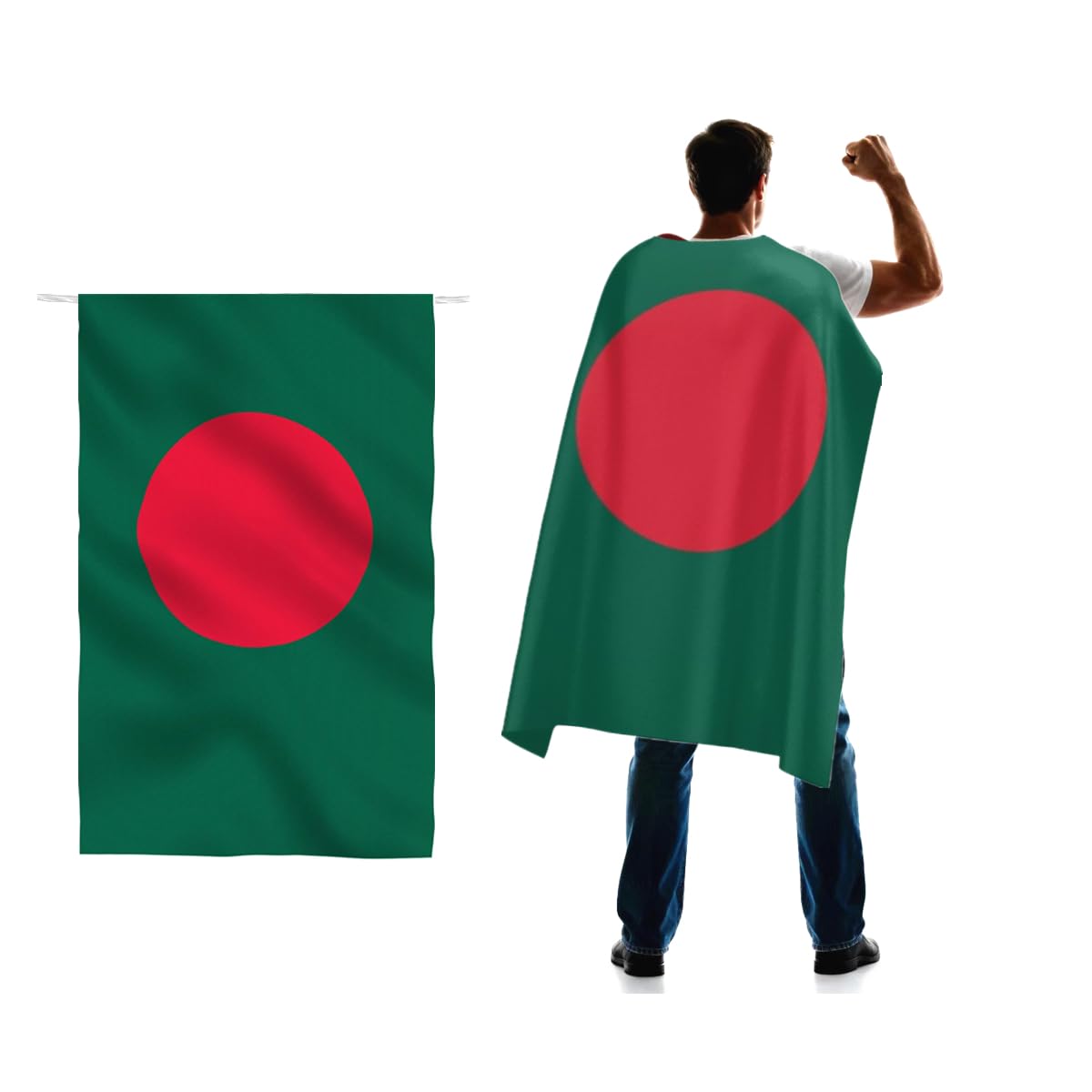 Bengal Bangladesh Flag Cape 3x5 FT for Independence Day Holiday Costumes Celebrati,150D Premium Polyester,Bangladeshi Bengal Patriotic Flags Costume Cloak.