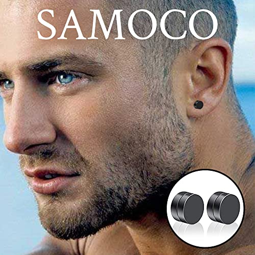 Samoco 17Pcs Clip On Hoop Earrings For Men Women Stainless Steel Fake Non Piercing Dangle Earring Black Clip On Huggie Hoop Earrings #TOP1