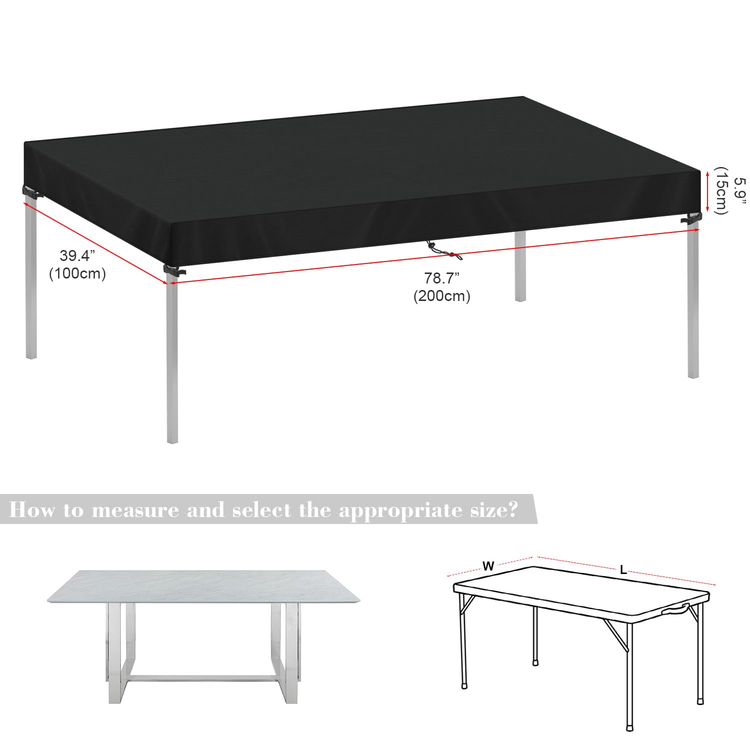 SIMPHAUS Telo Copertura Tavolo da Giardino Telo Impermeabile per Tavolo da Esterno Telo Copri Tavolo da Giardino Copri Mobili da Giardino Resistente UV Tessuto Oxford 420D 200x100x15cm