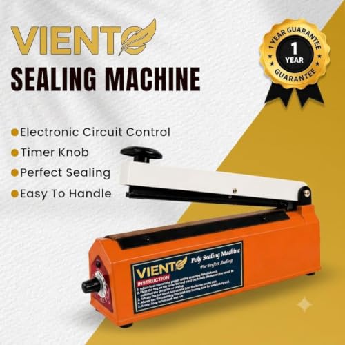 Image of 10 inch Impulse Heat Sealing Machine with Adjustable Temperature, Portable Poly Bag Sealer for PE /PP Laminated Pouches, Strong Airtight Seal, Durable Metal Body, 1-Year Warranty for Home & Business (Org)