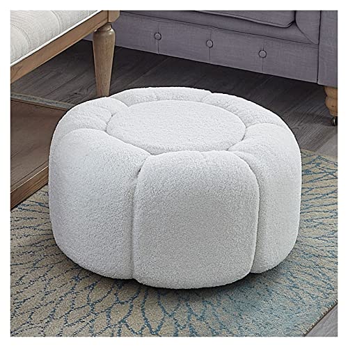 Taburete tapizado para cambiarse los Zapatos, puf de sofá Calabaza, reposapiés, Taburete pequeño, Taburete de Maquillaje para Dormitorio, Tela de vellón de Cordero, Mesa