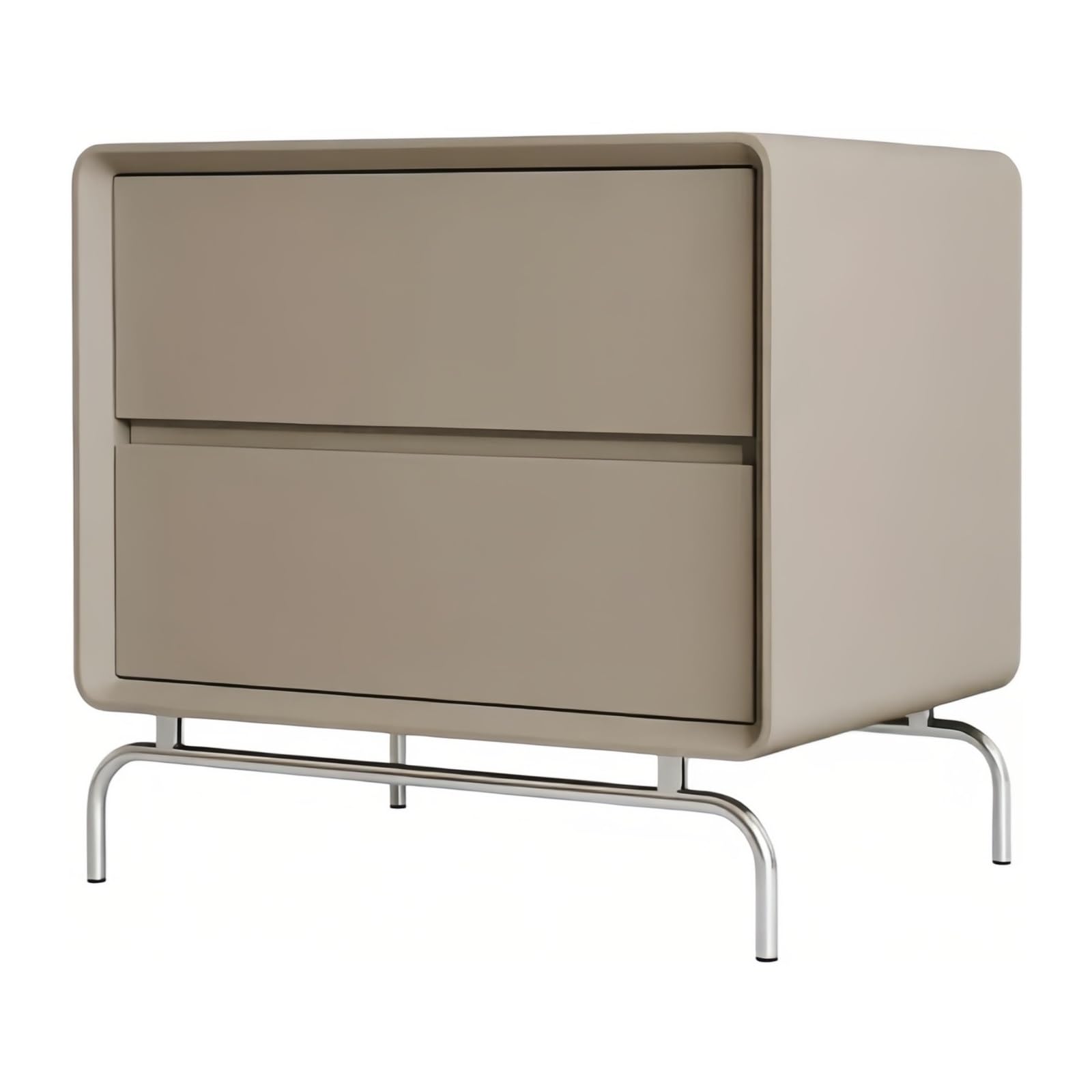 guiling-1986 Bedside Table Nightstand Rectangular Body Metal Frame Legs Two Drawers Concealed Handles Nightstand(Bruin,Large)