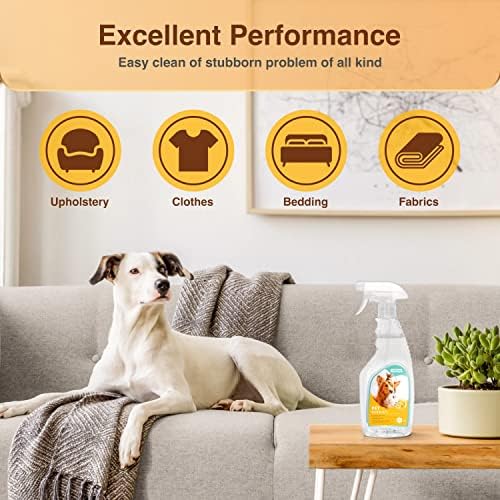 Nobleza Pet Stain and Odour Remove, 500ml, Cat and Dog Enzyme Cleaner Formula with 3x Pro Bacteria Clean Power for Cat Dog and Pet Effective Remove Germs, Urine, Feces, Drool, Vomit(Lemon Fragrance)