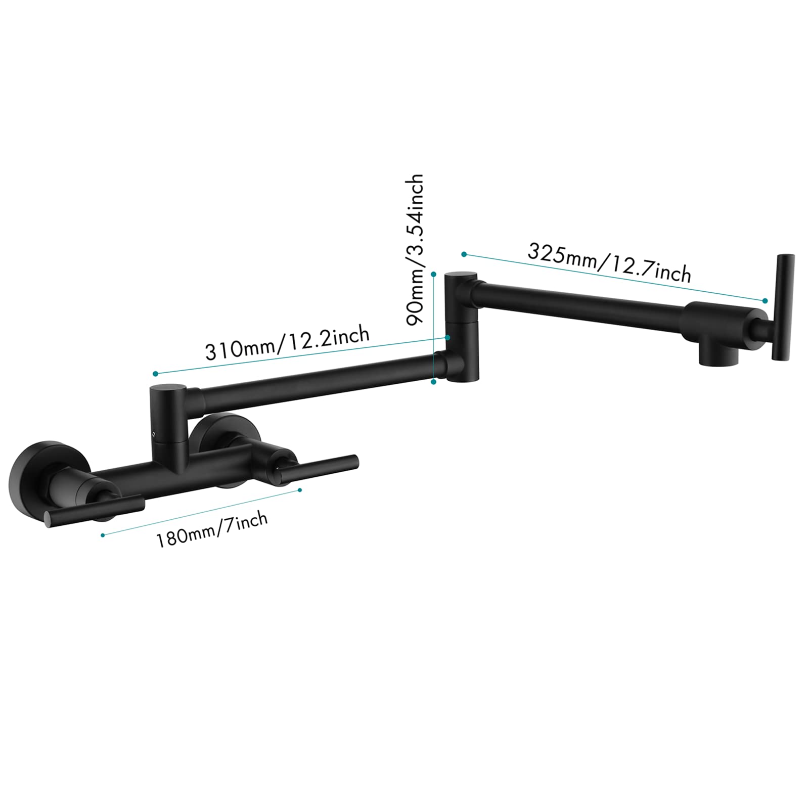 Rubinetto Da Parete Per Vaso Nero - Miscelatore Ottone Per Lavello, Braccio Oscillante 360° - Foto 2