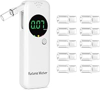 Ketone Atemtester Digitális Ketózis Légzésmérő, Hordozható Ketonteszter 10 Cserélhető Szájrésszel, Ketogén Diétához, Fehér 1