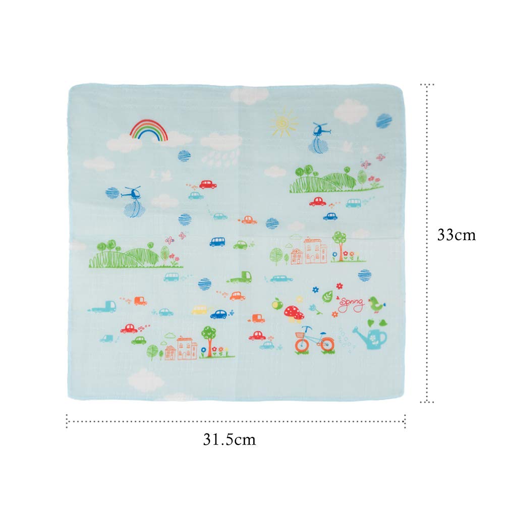 HOULIFE - Pañuelos para niños y niñas, 100% algodón de bambú, diseño de dibujos animados, para niños y estudiantes, 4 piezas, 31 x 31 cm, regalos de Navidad