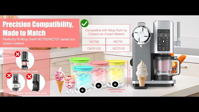 Aebitsry 4Stück-Set Creami Behälter Löffel,für Creami Tubs für Ninja Creami Eismaschine - Tubs
