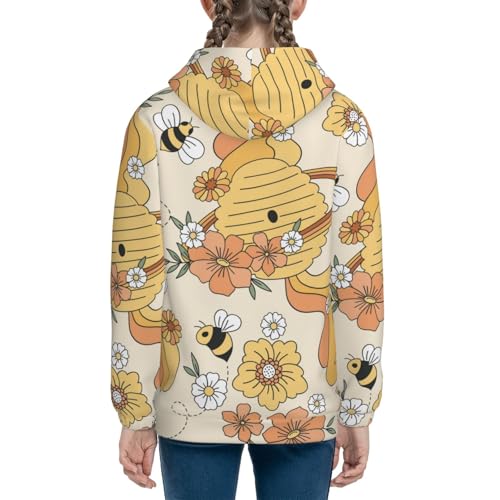 Groovy Floral Kids Pullover Hoodies Boys Sweatshirts Girls Athletic Clothes with Pocket4