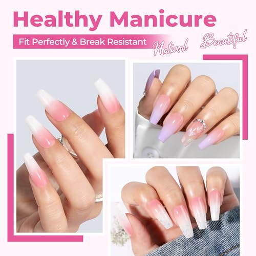 Image of UNA GELLA Medium Coffin Nails Tips, 312Pcs Pre-Etched Gel Nail Tips Coffin