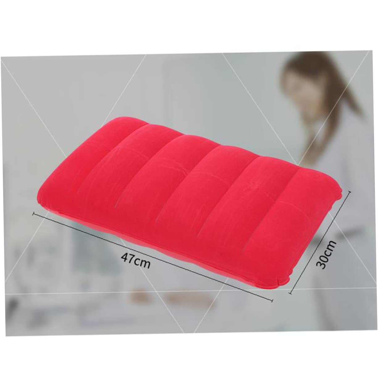 KOMBIUDA Portable Inflation Cushion 2 Pack 65x45cm PVC Flocking Pillow for Camping Nap Travel