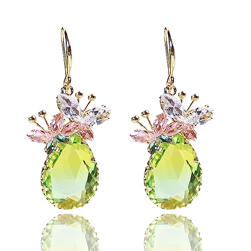 Crystal Teardrop Dangle Butterfly Earrings for Women, Clear CZ Dangling Statement Earrings Jewelry Gift For Party