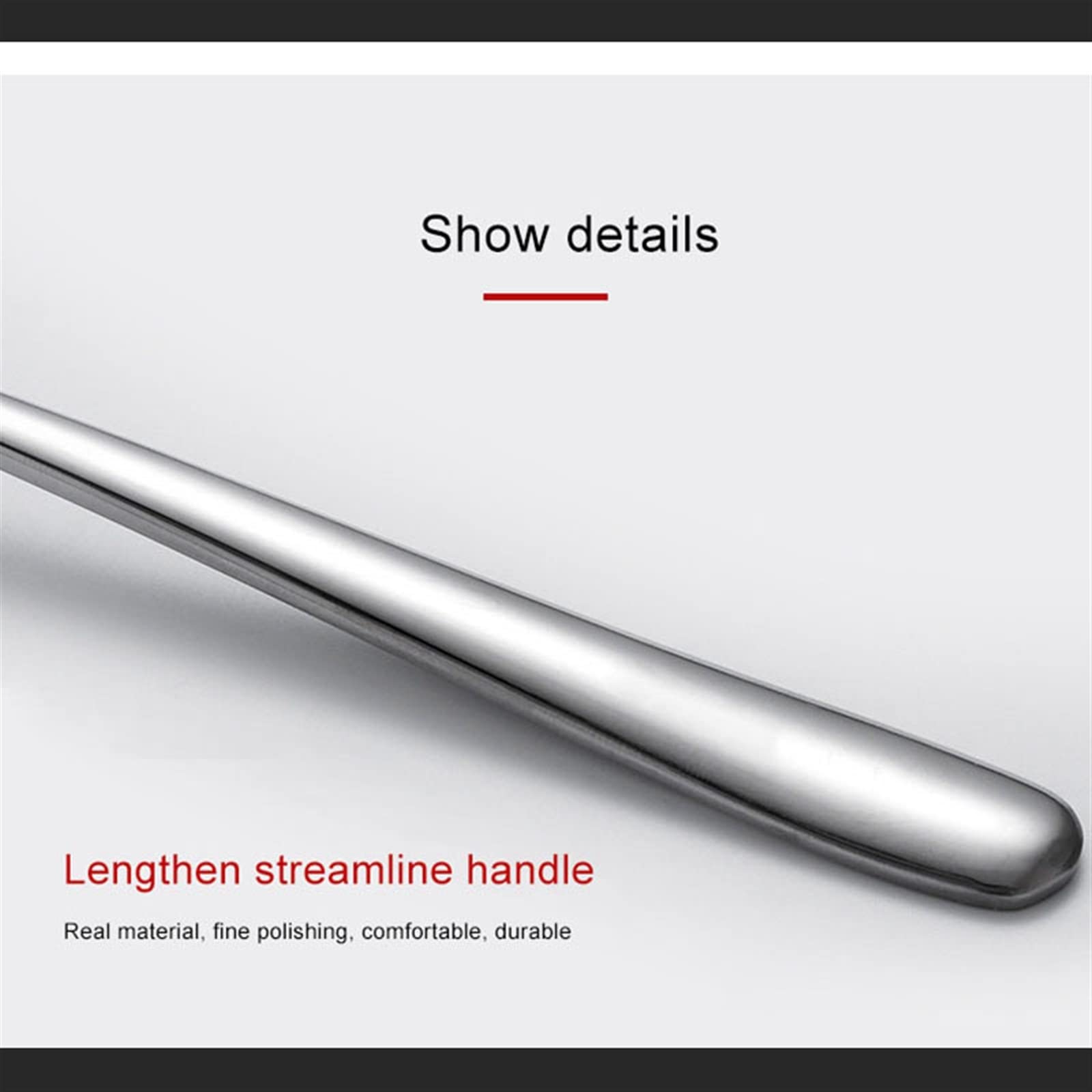 JINGYAN Cuillères à glace Thickened Stainless Steel Long Handle Spoon Ice Cream