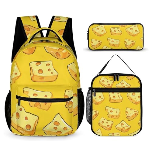 Cheese Slices Pattern Cute Backpacks Set Lightweight Lunch Bag Aesthetic Pencil Cases for Travel Work